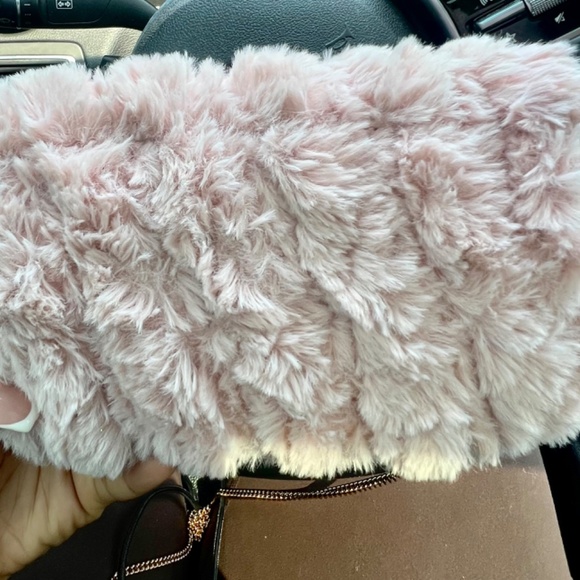 VERSACE MINI VIRTUS FAUX FUR SHOULDER BAG PINK - Picture 5 of 5